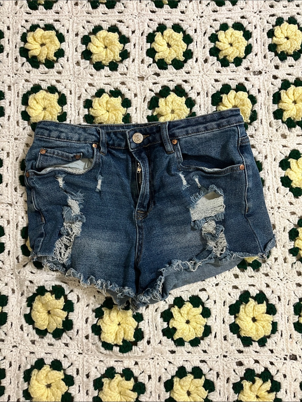 Almost Famous Dark Blue Distressed Denim Shorts